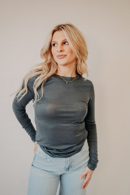 Fun2Fun | Basic Knit Top | Steel Blue
