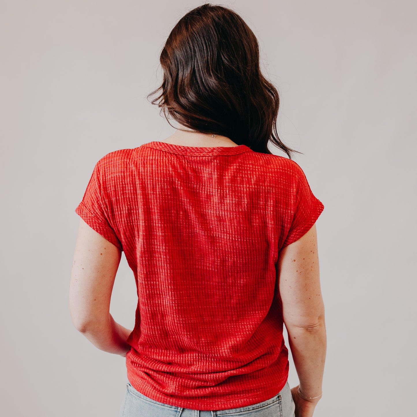 Staccato | Textured Knit Crew Neck | Red