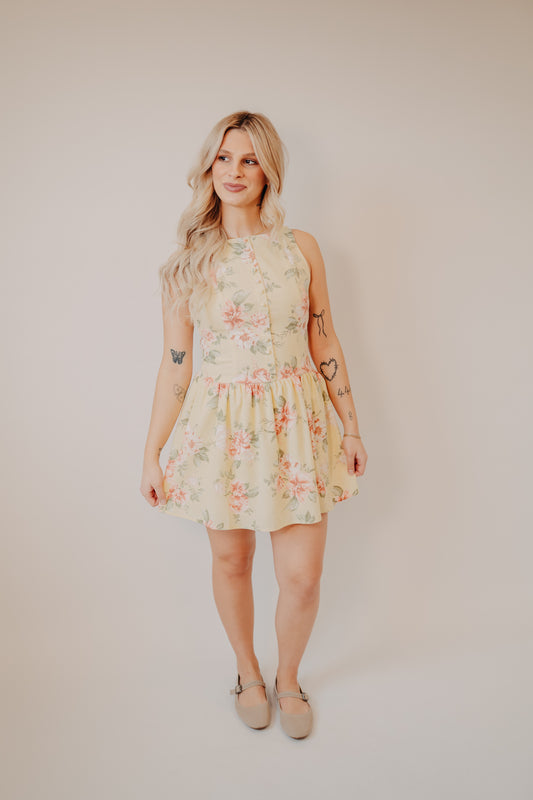 Blu Pepper | Floral Boatneck Button Down Midi Dress