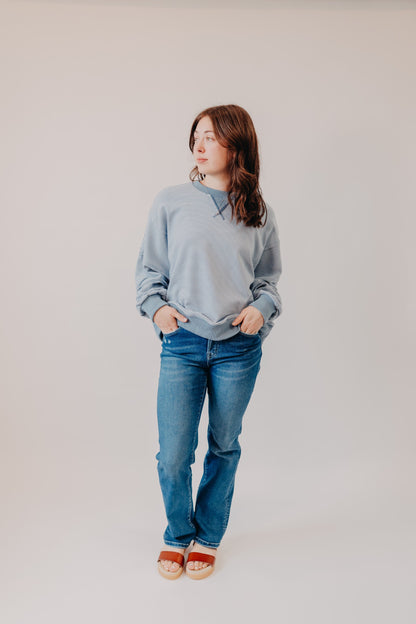 Wishlist | Striped Drop Shoulder Top | Ivory Blue