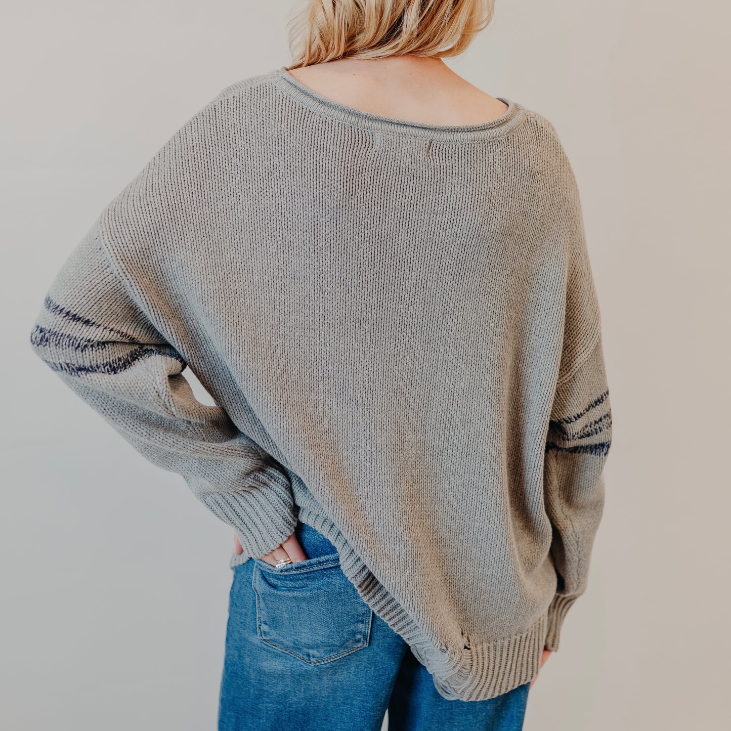 Blu Pepper | Distressed Varsity Top | Grey