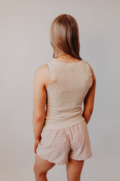 Blu Pepper | Sleeveless Sweater Top | Khaki