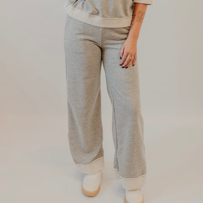 Gilli | Floded Detail Wide Leg Pants | H Grey