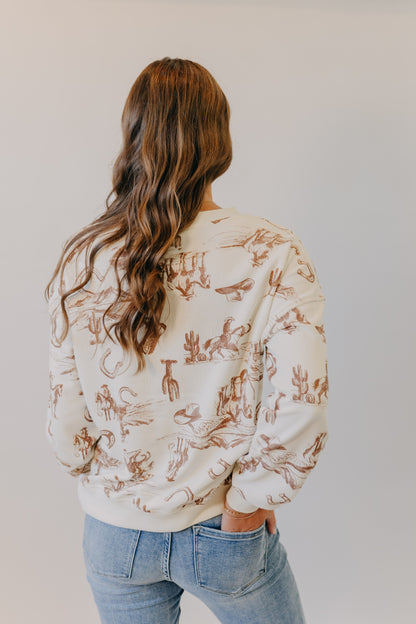 Blu Pepper | Western Print Top | Cream Multi