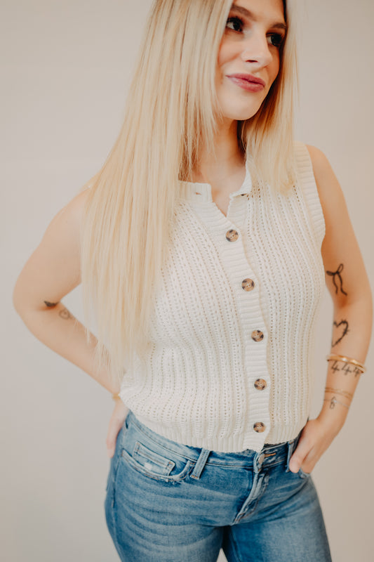 Blu Pepper | Crew Neck Cardigan | White
