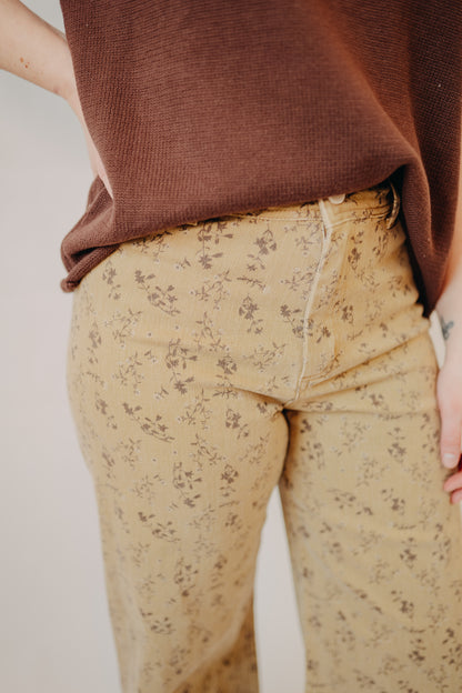 Miou Muse | Floral Print Pants | Straw Brown