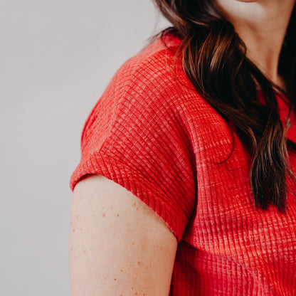 Staccato | Textured Knit Crew Neck | Red