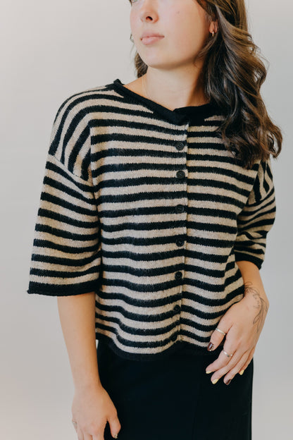 By Together | Kelsey Quarter Sleeve Cardigan | Black Taupe