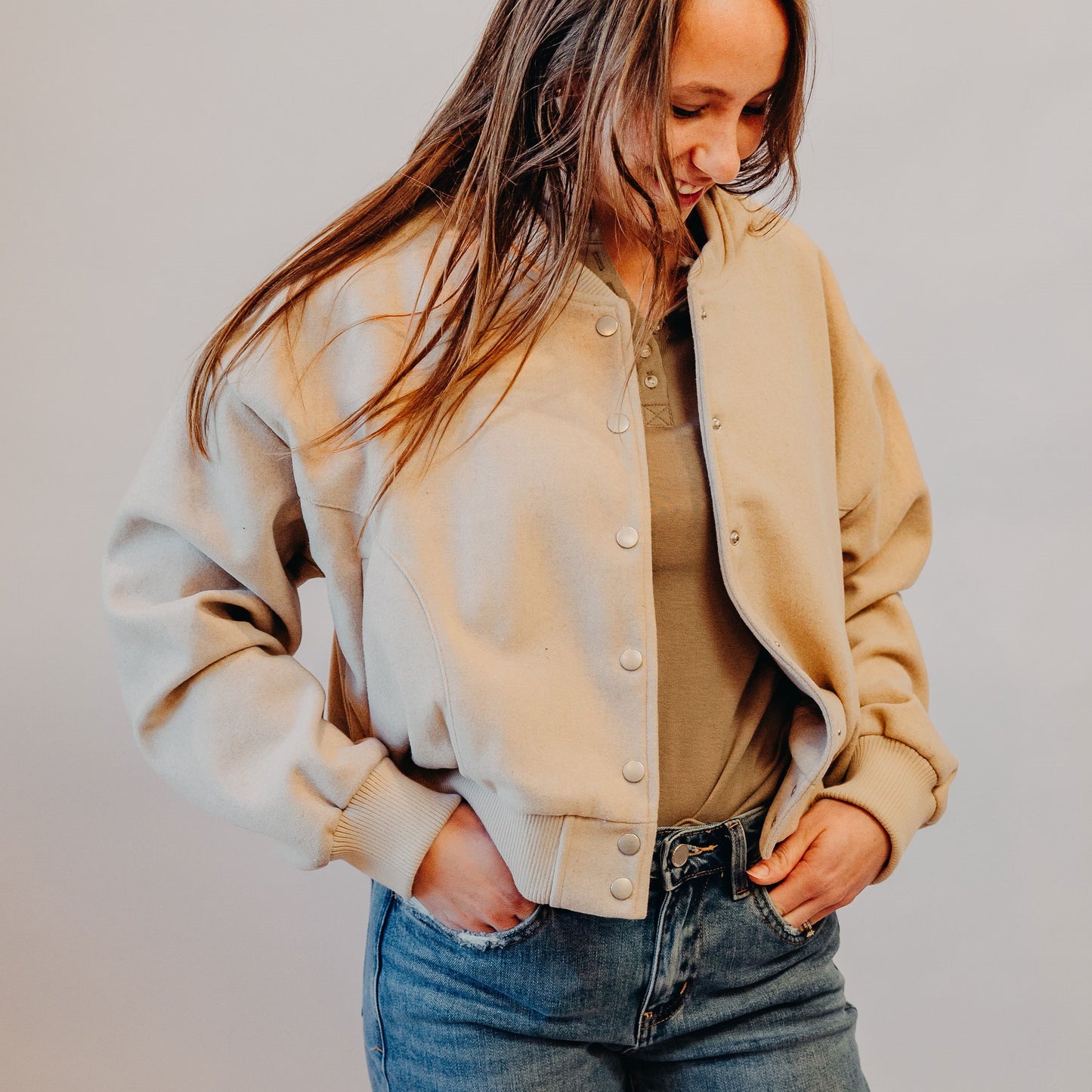 Solid Bomber Jacket | Taupe