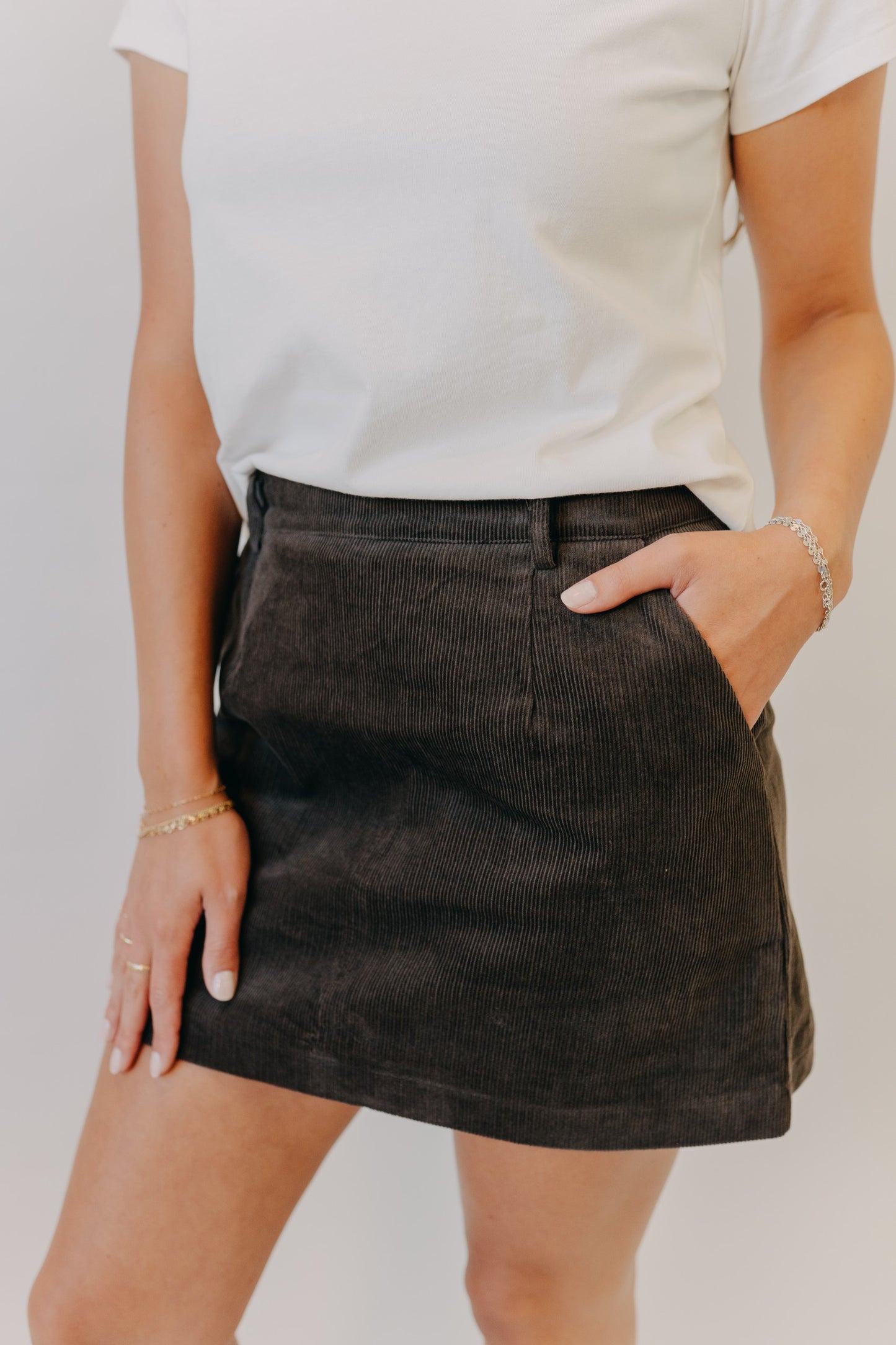 By Together | Mini Corduroy Skirt | Dark Brown