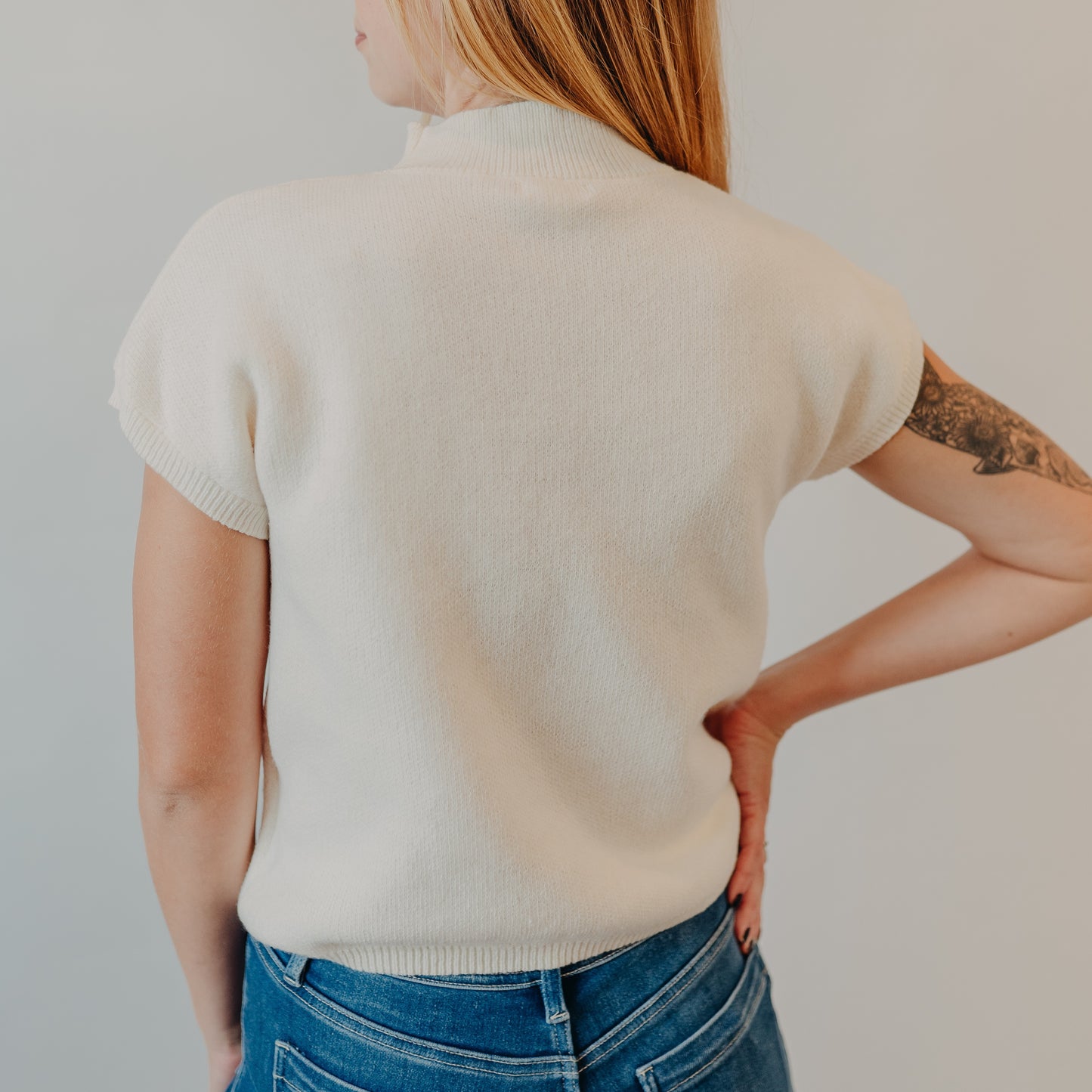 Blu Pepper | Floral Trim Sweater | Cream