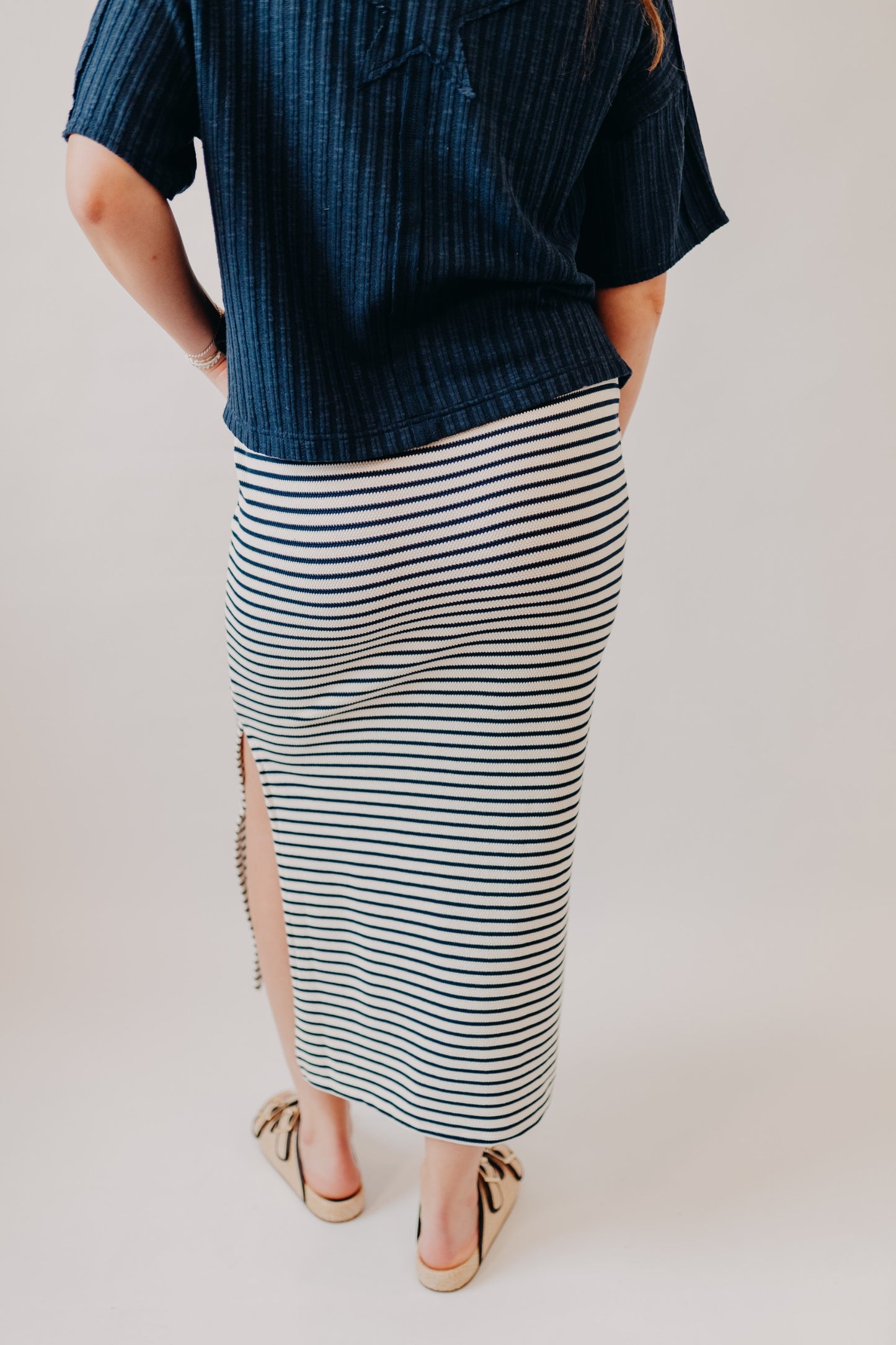 Z Supply | Ainslie Stripe Midi Skirt | Eclipse