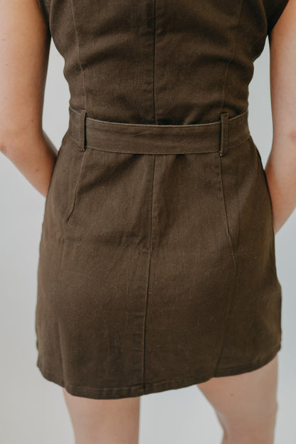 Blu Pepper | Belted Sleeveless Midi Dress | Brown