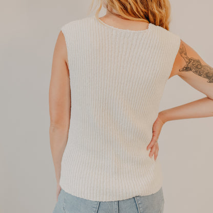 Be Cool | Button Up V-Neck Tank | Off White