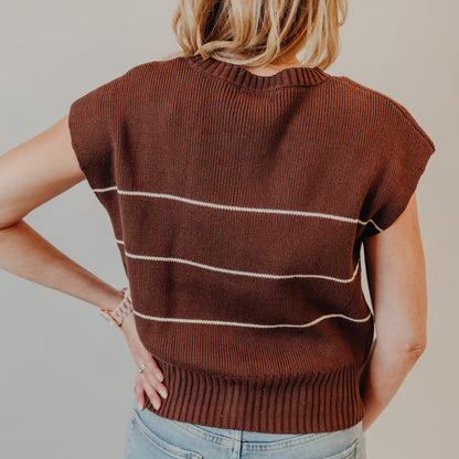 Blu Pepper | Striped Button-Down Cardigan | Chocolate