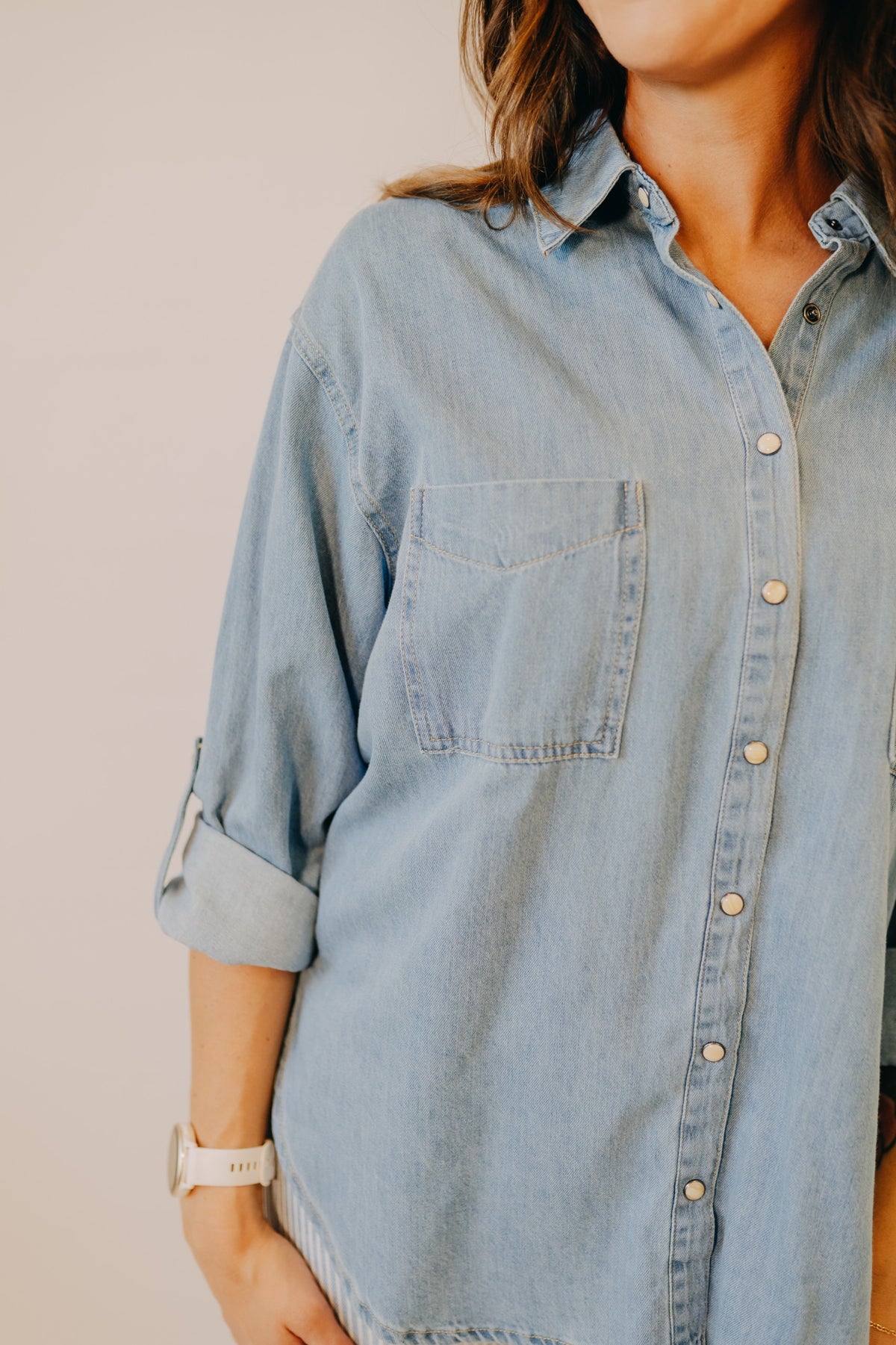 Blu Pepper | Collared Western Denim Top | Denim