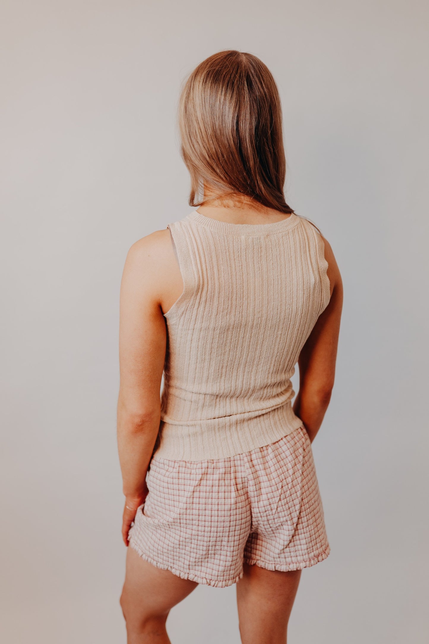 Blu Pepper | Sleeveless Sweater Top | Khaki