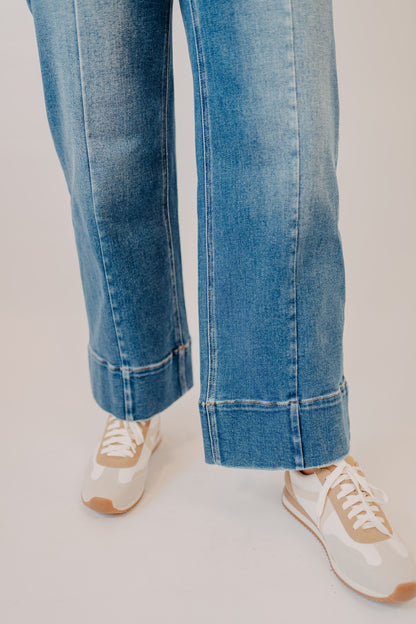 Vervet | High Rise Ankle Wide Trouser | Golden Aura