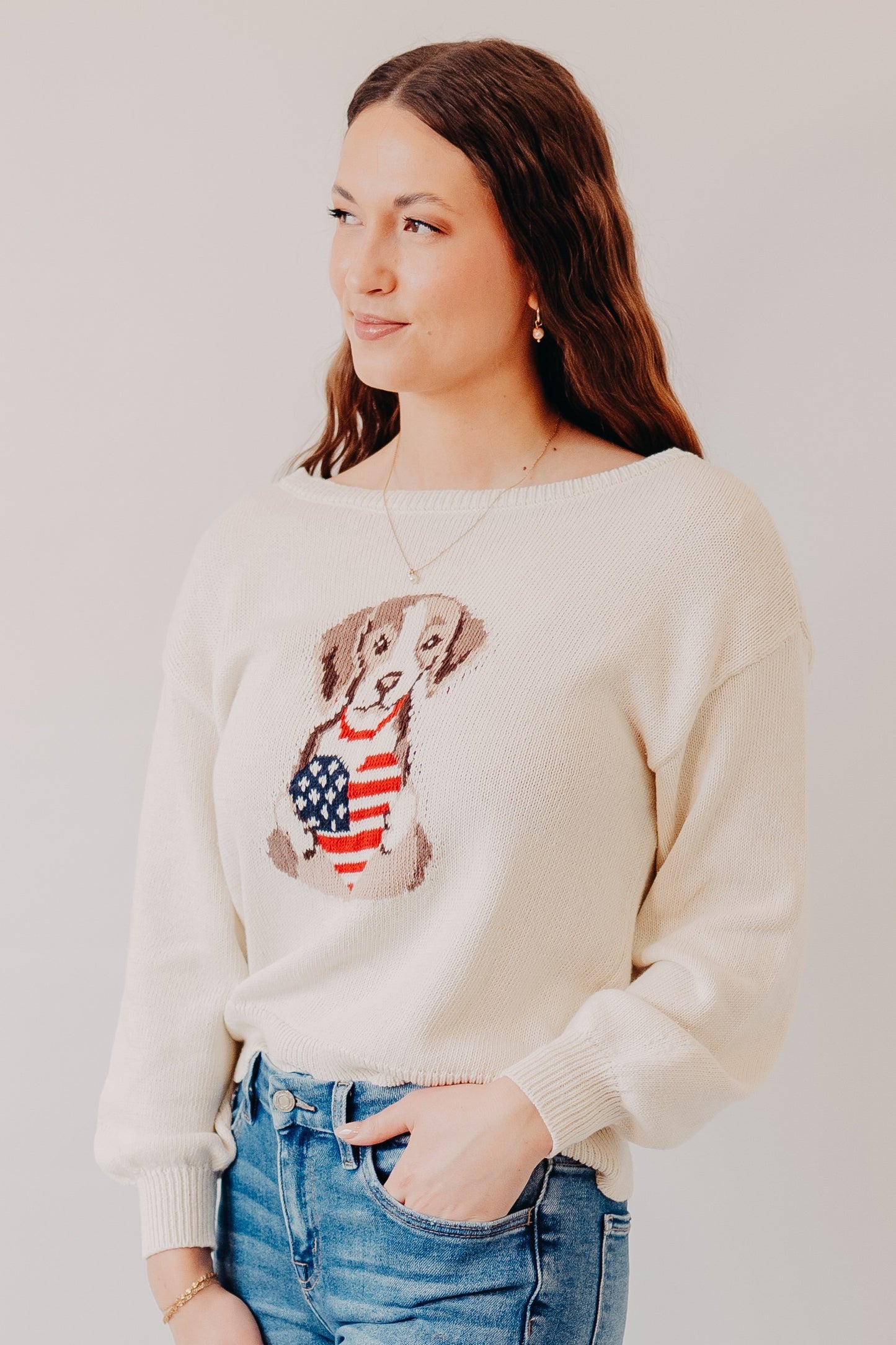 Blu Pepper | American Heart Puppy Sweater | Ivory
