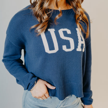 Z Supply | Sienna USA Sweater | Yacht Blue