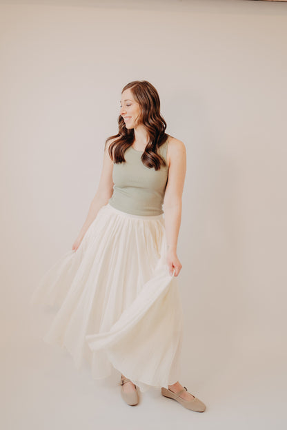 Fun2Fun | Crinkle Woven Maxi Skirt | Cream