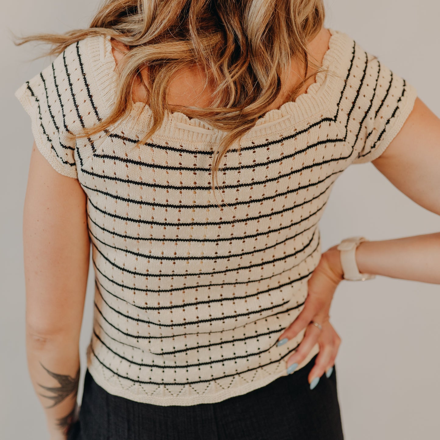Doe & Rae | Vintage Inspired Striped Top | Cream