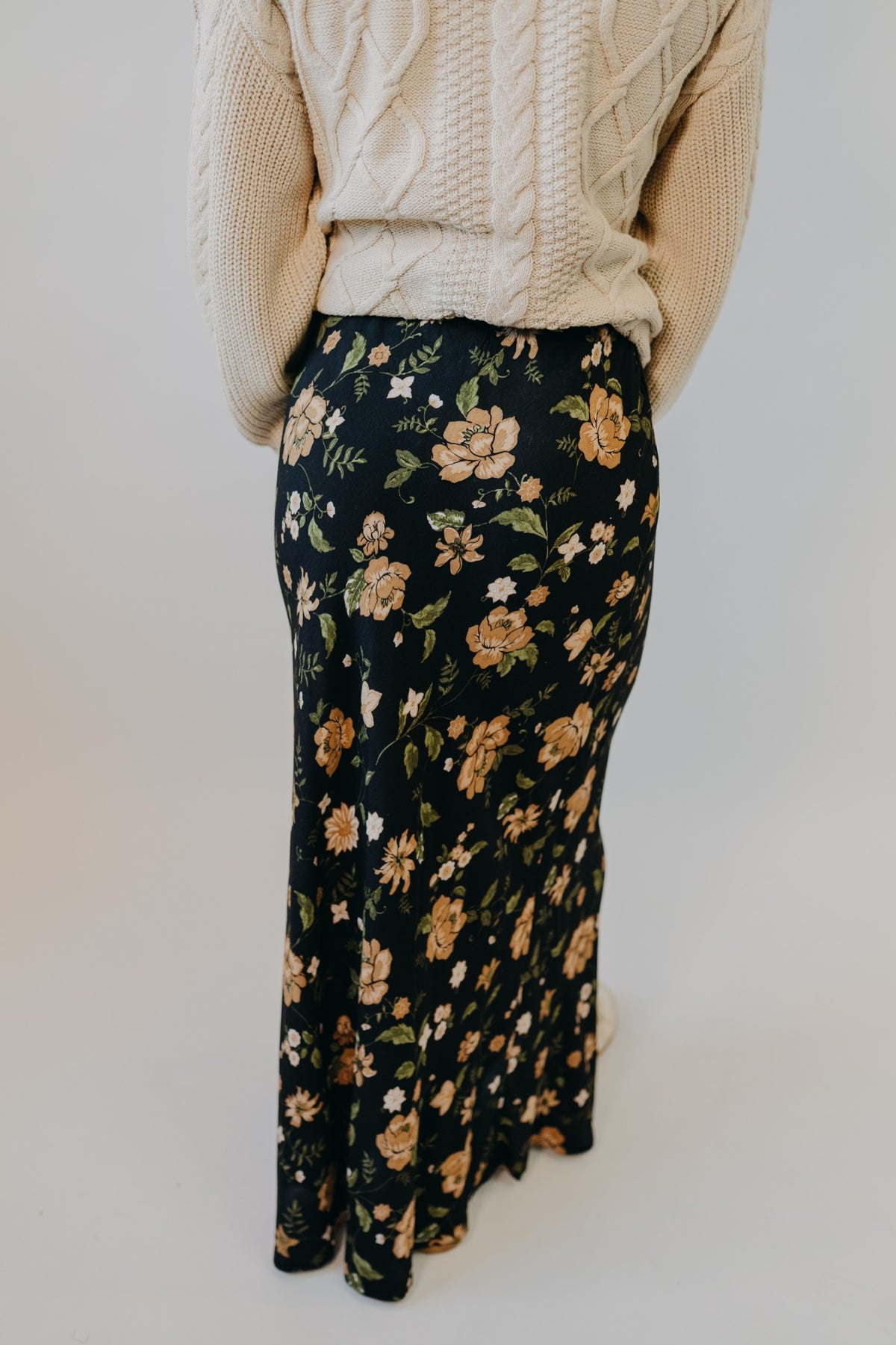 Blu Pepper | Floral Midi Skirt | Black Multi