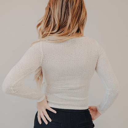 Blu Pepper | Boat Neck Crochet Top | White