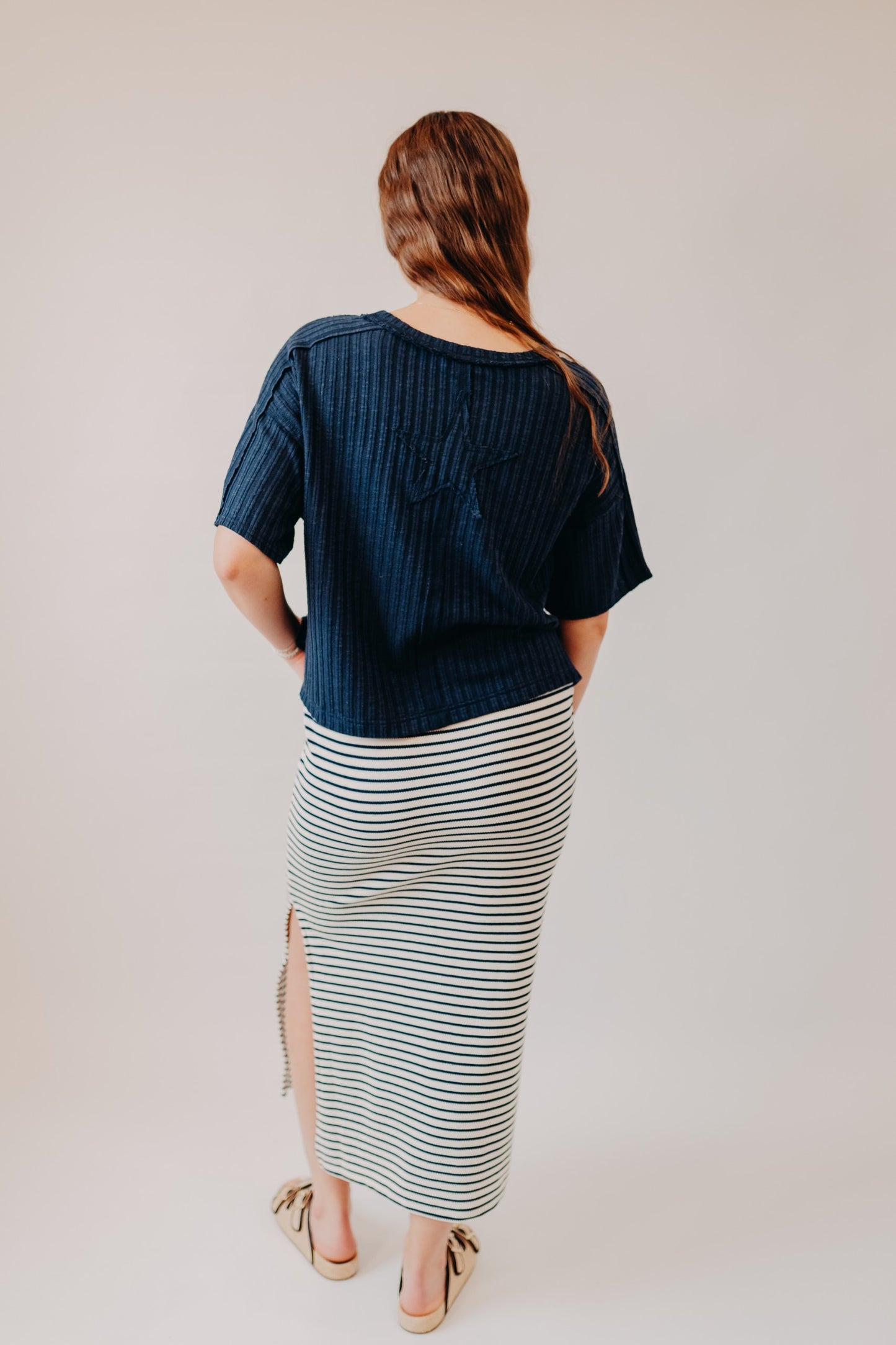 Z Supply | Ainslie Stripe Midi Skirt | Eclipse