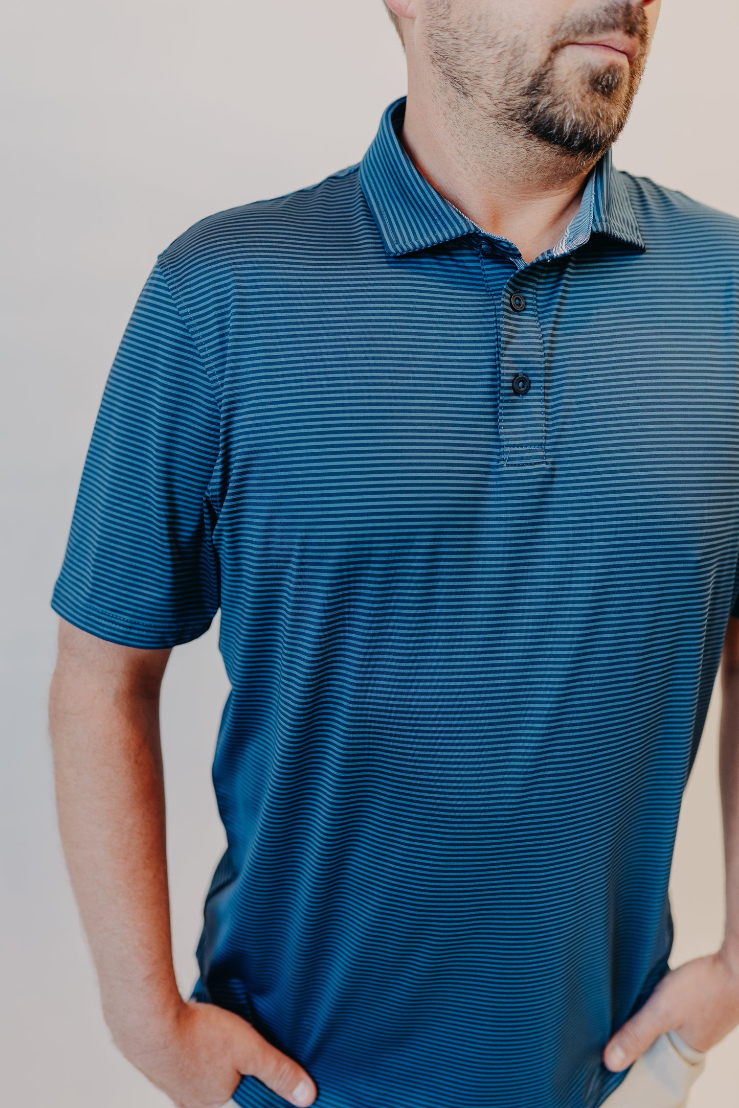 Flag & Anthem | Naples Striped Polo | Navy Blue