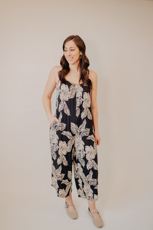 Z Supply | Flared Asha Floral Jumpsuit | Black Sand