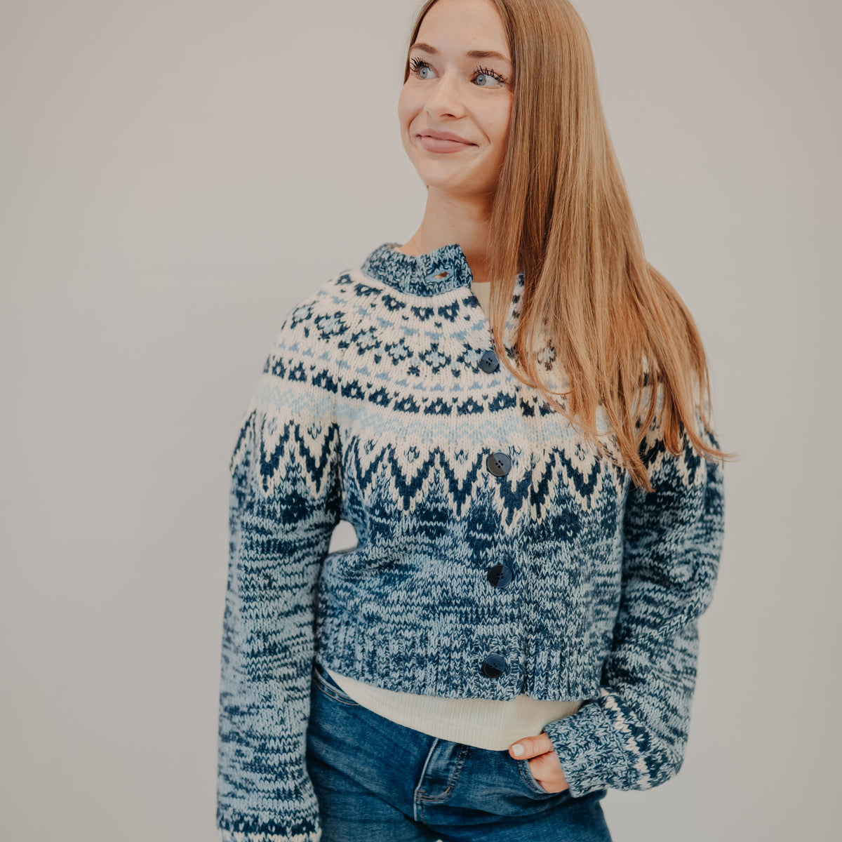 Z Supply | North Sea Fairisle Cardigan | Blue Velvet Heather