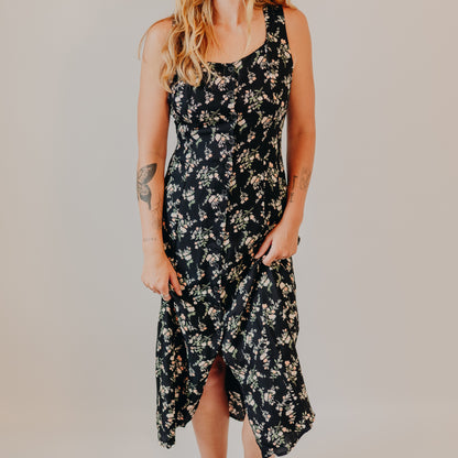 Blu Pepper | Floral Sleeveless Midi Dress | Black Multi