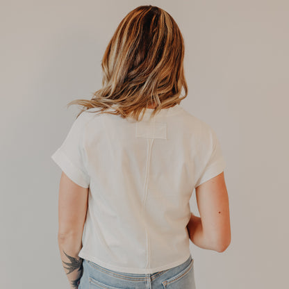 Blu Pepper | Washed Extended Shoulder Top | White