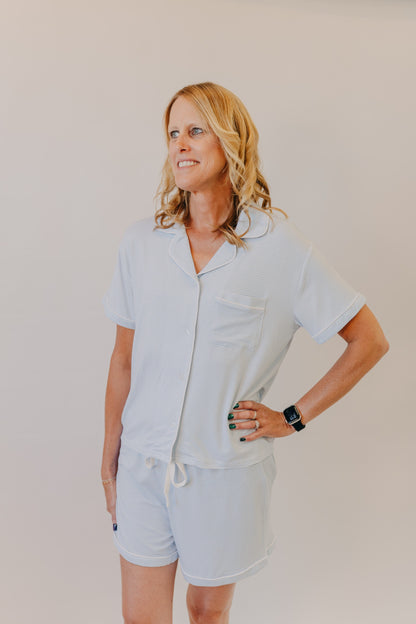 Thread & Supply | Nella Pajama Set of 2 | Light Blue Stripe