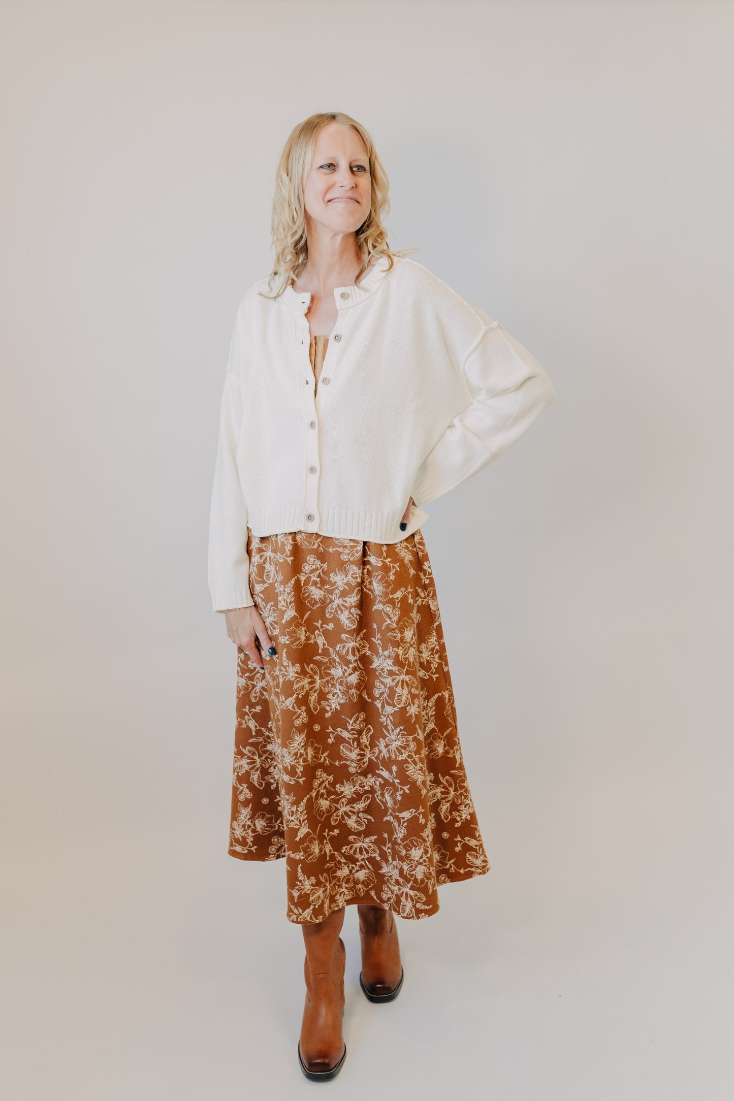 Blu Pepper | Raw Edge Exposed Seam Cardigan | Ivory