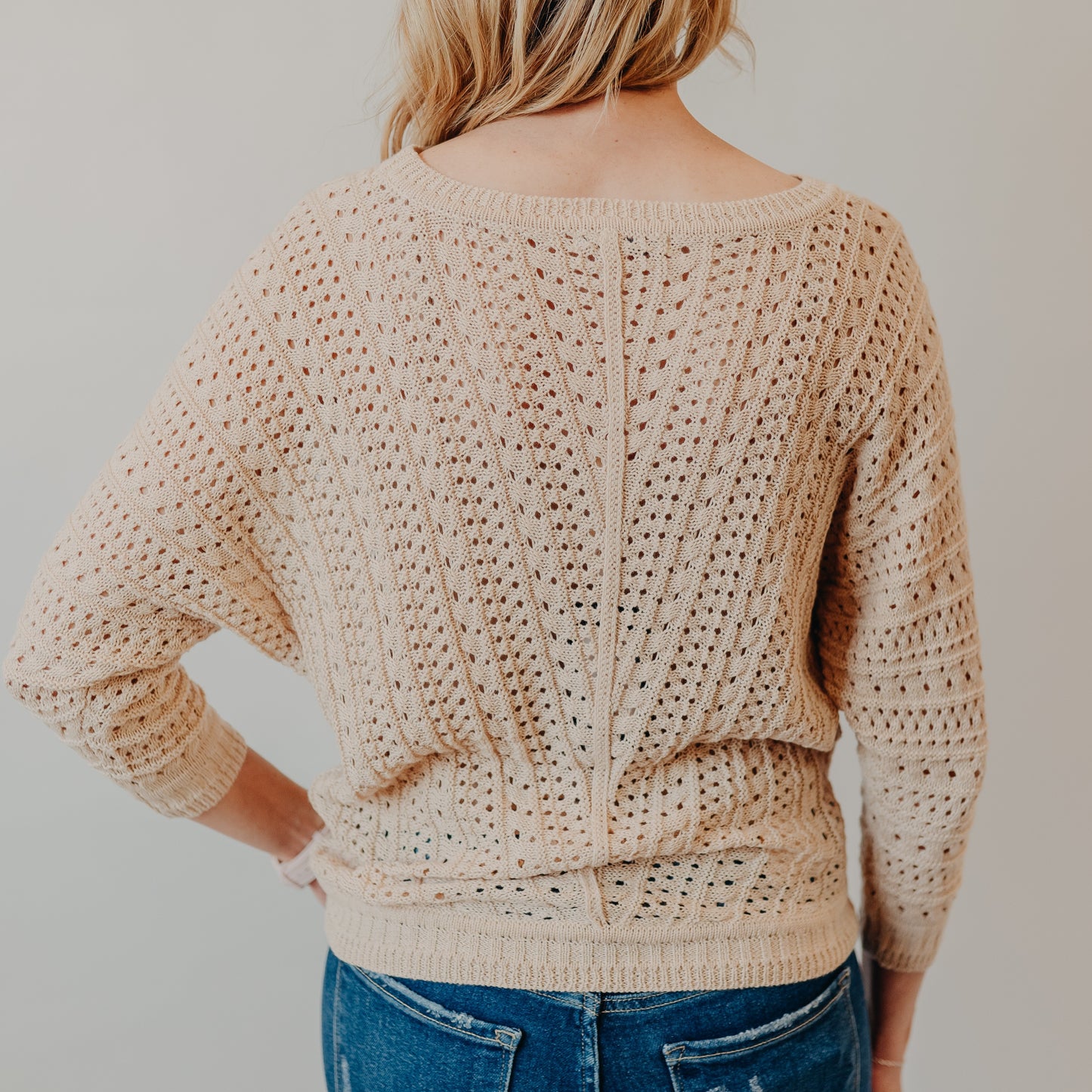 Staccato | Dolman Crocheted Pullover | Natural