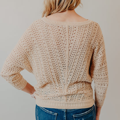 Staccato | Dolman Crocheted Pullover | Natural