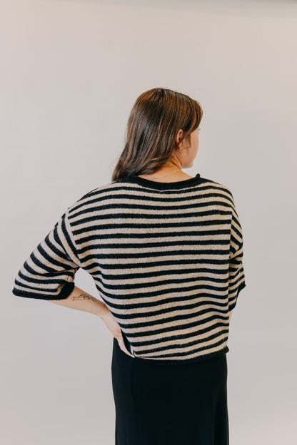 By Together | Kelsey Quarter Sleeve Cardigan | Black Taupe