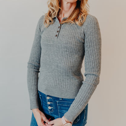 Blu Pepper | Collared Polo Top | Heather Grey