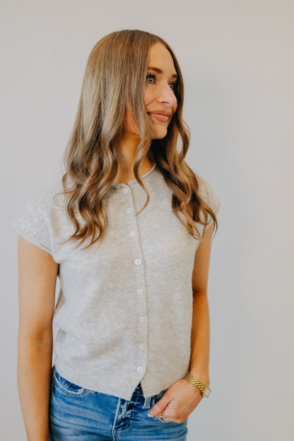 Blu Pepper | Raw Edge Lightweight Cardigan | Heather Grey