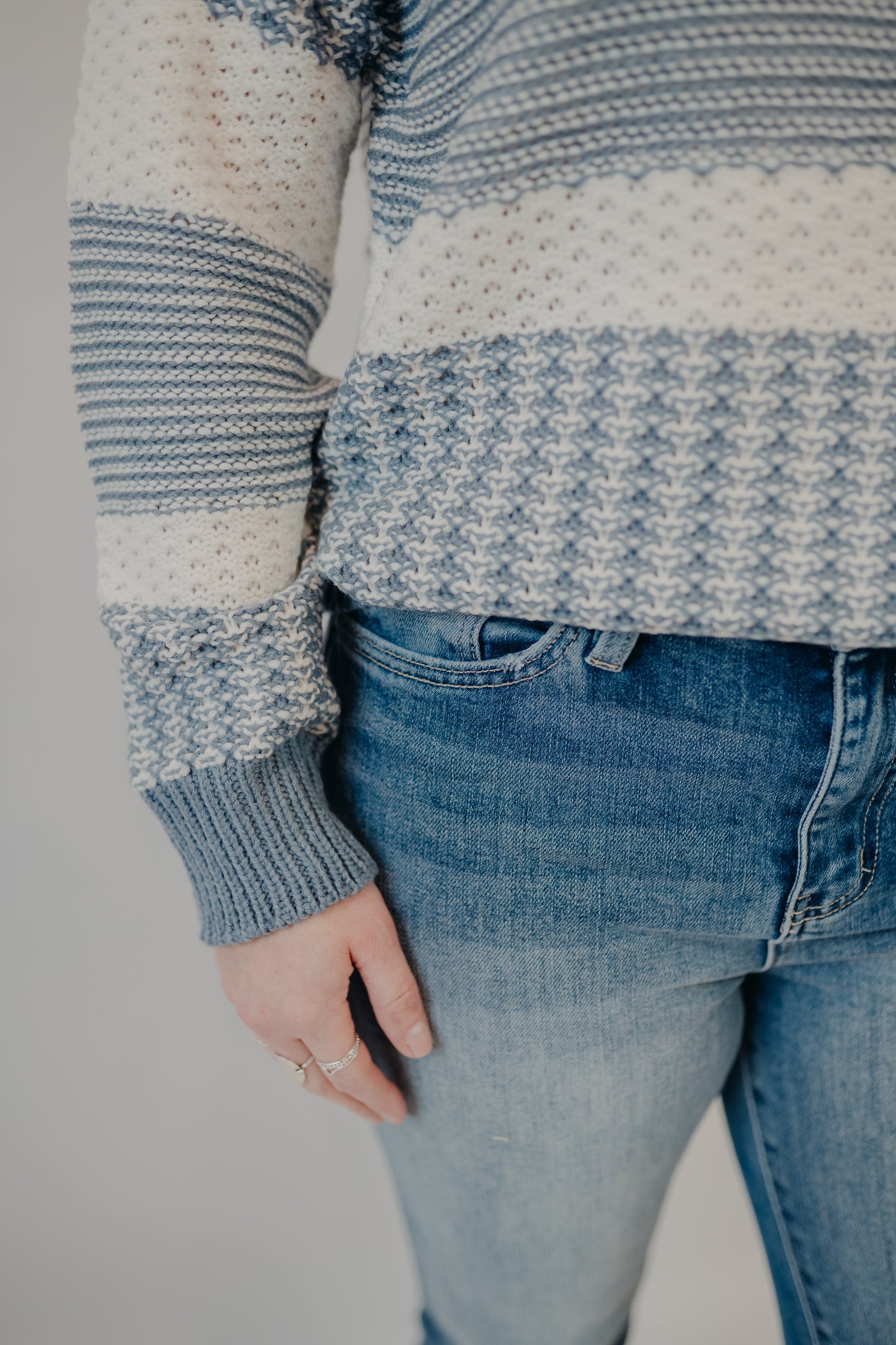Staccato | Color Block Textured Sweater | Denim