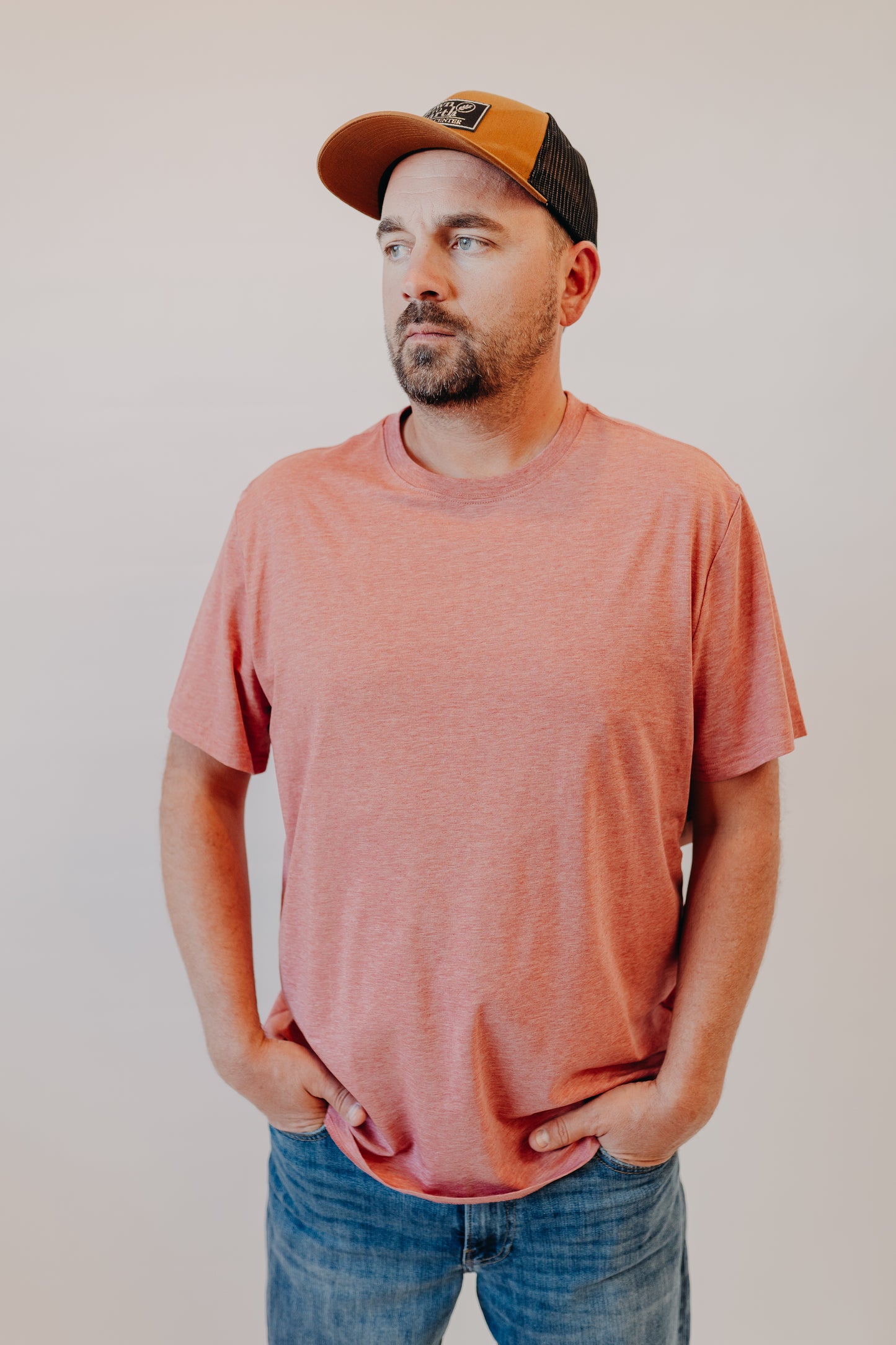 Flag & Anthem | Essential Stretch Crew Tee | Coral Heather