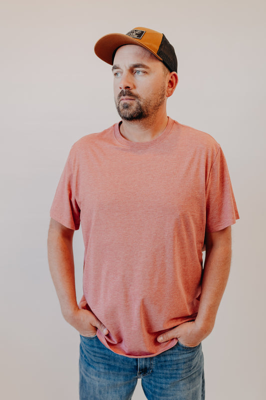 Flag & Anthem | Essential Stretch Crew Tee | Coral Heather