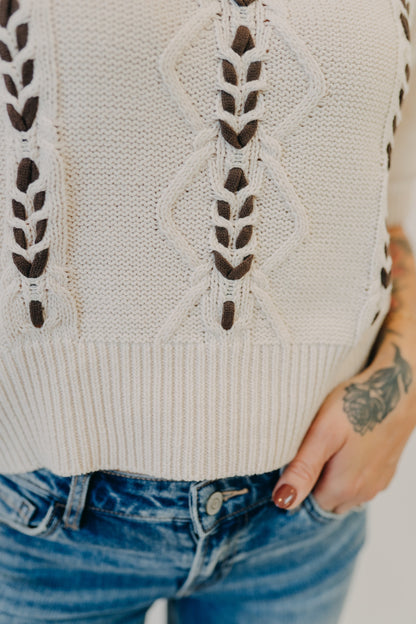 By Together | Lattice Stitch Sweater | Natural Chocolate