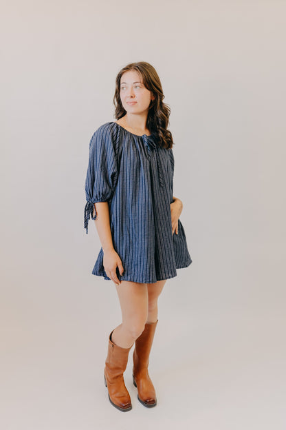 Miou Muse | Stripe Detail Loose Romper | Navy