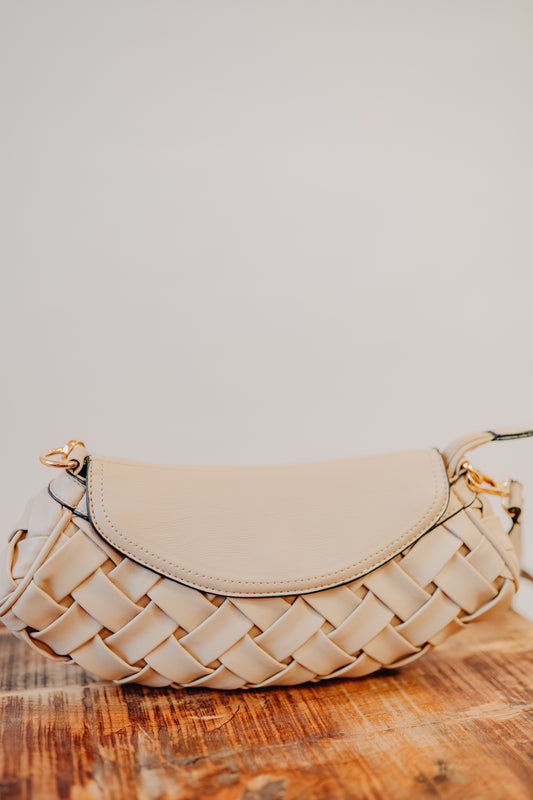 Jen & Co | Kaleen Woven Satchel w/Crossbody | Sand
