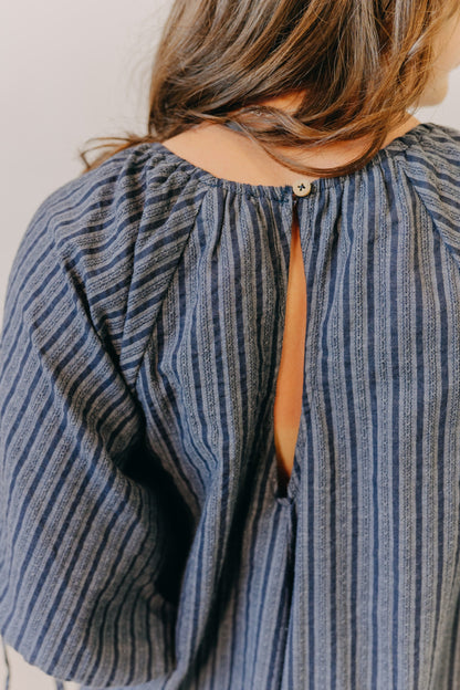 Miou Muse | Stripe Detail Loose Romper | Navy