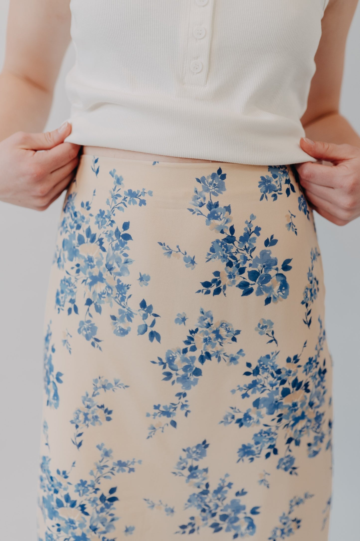 By Together | Etienne Floral Skirt | Lemon Blue