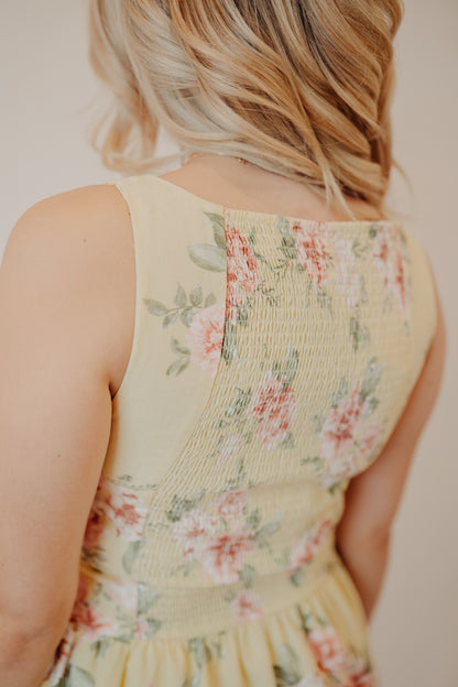 Blu Pepper | Floral Boatneck Button Down Midi Dress
